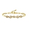 Brass Micro Pave Cubic Zirconia Bracelets for Women, Paperclip Chain Bracelet with Lobster Claw Clasp, Golden, Leaf, 7-7/8 inch(20cm)