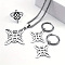 Witches Knot 304 Stainless Steel Pendant Necklaces & Hoop Earrings & Rings Sets, Stainless Steel Color, 600mm