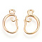 Brass Earring Hooks, with Horizontal Loop, Nickel Free, Real 18K Gold Plated, 16.5x9.5x2mm, Hole: 1.5mm, 18 Gauge, Pin: 1mm