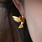 Alloy Stud Earrings, Bird, Matte Gold Color, 18x8.5mm