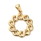 304 Stainless Steel Pendants, Round Chain Charms, Golden, 25x21x2mm, Hole: 5.5x3mm