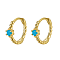 Vintage Elegant 925 Silver Cubic Zirconia Hoop Earrings, Golden, Turquoise, 10x3.3mm