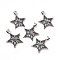Natural Labradorite Pendants, Star Charm, with Antique Silver Color Brass Findings, 37x31x7~7.5mm, Hole: 6x3.5mm