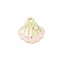 Rack Plating Alloy Enamel and Rhinestone Pendants, Cadmium Free & Nickel Free & Lead Free, Shell Shape, Golden, Pink, 13x12x3.5mm, Hole: 1.5mm
