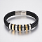 Braided Leather Cord Bracelets, with 304 Stainless Steel Beads Findings and Magnetic Clasps, Black, 8-5/8 inch(220mm), 29x14x8mm