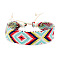 Cotton Braided Rhombus Cord Bracelet with Wax Ropes, Ethnic Tribal Adjustable Bracelet for Women, Aquamarine, 7-1/8 inch(18cm)