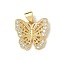 Brass Micro Pave Cubic Zirconia Charms, Cadmium Free & Lead Free, Long-Lasting Plated, Real 18K Gold Plated, Butterfly, 14x15x2.5mm, Hole: 4.5x3mm