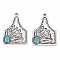 Tibetan Style Alloy Pendants, with Synthetic Turquoise, Cadmium Free & Lead Free, Mount Shapes, Antique Silver, 40.5x29x4.8mm, Hole: 2.5mm