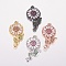 Brass Micro Pave Cubic Zirconia Links, Flower, Colorful, Mixed Color, 24x13x3mm, Hole: 1mm