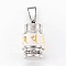 304 Stainless Steel Textured Pendants, Column with Om Mani Padme Hum, Golden & Stainless Steel Color, 22x12mm, Hole: 5x10mm