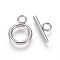 Non-Tarnish 304 Stainless Steel Toggle Clasps, Ring, Stainless Steel Color, Ring: 16.5x12x2mm, Bar: 16x7x2mm, Hole: 3mm