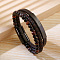 PU Leather Braided Cord Bracelets, Multi-strand Beaded Bracelets, with 304 Stainless Steel Magnetic Clasps for Men Women, Coconut Brown, 8-5/8 inch(22cm)