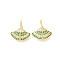 Brass Micro Pave Cubic Zirconia Peg Bails Pendants, Cadmium Free & Nickel Free & Lead Free, for Half Drilled Bead, Leaf, Real 18K Gold Plated, 14x13.5x6mm, Hole: 3x1.5mm, Pin: 0.5mm