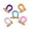 Brass Enamel D-Ring Anchor Shackle Clasps, for Bracelets Making, Mixed Color, 18x15~17x4.5~5mm, Hole: 8mm