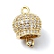 Rack Plating Brass Pave Cubic Zirconia Pendants, Bell, Long-Lasting Plated, Lead Free & Cadmium Free, Real 18K Gold Plated, 16.5x11.5mm, Hole: 1.6mm