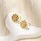 Brass Stud Earrings, Flower, Real 18K Gold Plated, 10.5x10.5mm