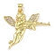 Rack Plating Brass Micro Pave Clear Cubic Zirconia Pendants, Long-Lasting Plated, Lead Free & Cadmium Free, Real 18K Gold Plated, Angel & Fairy, 31.5x34.5x4mm, Hole: 4x3mm