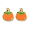 Fruit Alloy Enamel Charms, Tangerine, Light Gold, Dark Orange, 15.5x12x1mm, Hole: 1.5mm