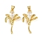 Brass Micro Pave Cubic Zirconia Pendants, Flower Charms, Cadmium Free & Lead Free, Rack Plating, Long-Lasting Plated, Real 18K Gold Plated, 28.5x17x8.5mm, Hole: 5x3.5mm