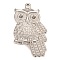 Tarnish Resistant 304 Stainless Steel Pendant Rhinestone Settings, Owl, Stainless Steel Color, Fit for 2.5mm Rhinestone, 40x24.5x3mm, Hole: 1.8mm