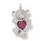 Rack Plating Brass Micro Pave Cubic Zirconia Pendants, Long-Lasting Plated, Lead Free & Cadmium Free, Bear Charms, Platinum, 18.5x10x4.5mm, Hole: 2.2mm