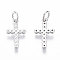 Brass Micro Pave Cubic Zirconia Tiny Cross Charms, with Jump Ring, Nickel Free, Clear, Real Platinum Plated, 14x8.5x1.5mm, Hole: 3mm