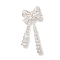 Rack Plating Brass Micro Pave Cubic Zirconia Pandants, Long-Lasting Plated, Lead Free & Cadmium Free, Bowknot, Silver, 34x16x5mm, Hole: 1.6mm