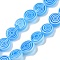 Handmade Lampwork Beads Strands, Flat Round with Vortex, Deep Sky Blue, 10~11x4mm, Hole: 0.7mm, about 38pcs/strand, 14.29~14.57''(36.3~37cm)