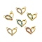 304 Stainless Steel Pendants, with Rhinestone, Ion Plating(IP), Heart, Real 14K Gold Plated, Mixed Color, 13x15x3mm, Hole: 1mm