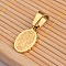 Oval with Virgin Mary & Word 304 Stainless Steel Charms, Golden, 13.8x8x1.5mm, Hole: 4x7mm