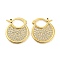 Brass Micro Pave Clear Cubic Zirconia Thick Hoop Earrings, Flat Round, Long-Lasting Plated, Cadmium Free & Lead Free, Real 18K Gold Plated, 23x19.5x2mm
