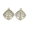 Tibetan Style Alloy Tree Pendants, Lead Free & Cadmium Free, Rhombus, Antique Silver, 23x20x2mm, Hole: 2mm