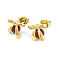 Ion Plating(IP) 304 Stainless Steel Enamel Stud Earrings for Women, Bowknot, Real 14K Gold Plated, 10x11mm