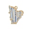 Alloy Enamel Pendants, Musical Instrument with Flower Charm, Golden, Harp, 24.5x20x1mm, Hole: 1.8mm