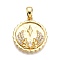 Brass Micro Pave Cubic Zirconia Pendants, Cadmium Free & Nickel Free & Lead Free, Gear with Wings Charms, Real 18K Gold Plated, 19.5x17.5x3mm, Hole: 3x5mm