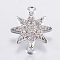 Brass Micro Pave Cubic Zirconia Links, Lead Free & Cadmium Free, Star, Platinum, 16x11x1.5mm, Hole: 1mm
