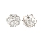 Flower Brass Clear Cubic Zirconia Bead Caps, Long-Lasting Plated, Cadmium Free & Lead Free, Rack Plating, Platinum, 15x14x3.5mm, Hole: 2mm