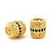 Brass Micro Pave Cubic Zirconia European Beads, Large Hole Beads, Barrel, Rack Plating, Cadmium Free & Lead Free, Long-Lasting Plated, Golden, Dark Blue, 10x9mm, Hole: 5mm
