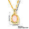 Elegant Oval Brass Pendant Necklaces, with Dapped Chain for Women, Pink, 15.75 inch(40cm)