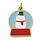 Christmas Theme Ion Plating(IP) 304 Stainless Steel Enamel Pendants, with Jump Ring, Manual Polishing, Real 18K Gold Plated, Snowman, 16.5x12x1.5mm, Hole: 2.5mm