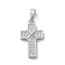 Ion Plating(IP) 304 Stainless Steel Micro Pave Cubic Zirconia Pendants, Cross Charms, Stainless Steel Color, 17.5x10x2.5mm, Hole: 4x2.5mm