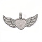 Alloy Pendant Cabochon Settings, with Crystal Rhinestone, Cadmium Free & Lead Free, Heart with Wing, Gunmetal, Crystal, Tray: 26.5x32.5mm, 47.5x107.5x6mm, Hole: 15mm