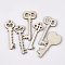 Unfinished Wooden Cabochons, Laser Cut Wood Shapes, Key, PapayaWhip, 40x14~19x3mm