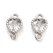 Brass Pave Clear Cubic Zirconia Connector Charms, Cadmium Free & Nickel Free & Lead Free, Heart Links, Platinum, 8x5x2.5mm, Hole: 0.9mm