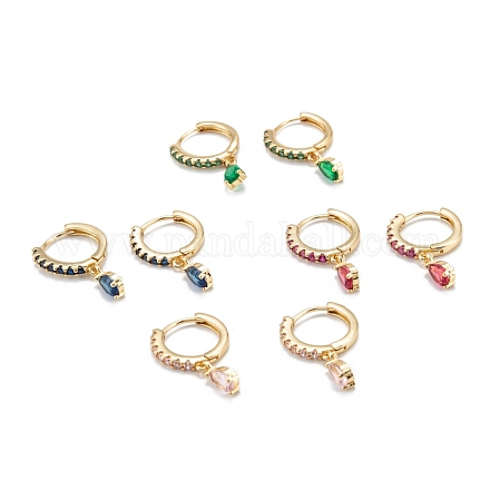 Серьги-кольца из латуни с микро-паве из фианита EJEW-K087-03G-1