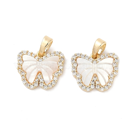 Подвески-бабочки из натуральной белой ракушки KK-U043-24G-1