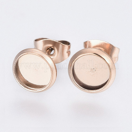 Плоские круглые серьги-гвоздики из нержавеющей стали 304 STAS-I323-16mm-RG-1
