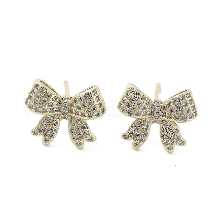 Серьга-гвоздик из латуни с микропаве из кубического циркония EJEW-C081-32G-1