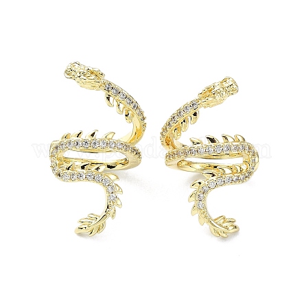 Серьги-каффы из латуни с микропаве и кубическим цирконием EJEW-C086-16G-1