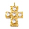 304 Stainless Steel Micro Pave Cubic Zirconia Pendants, Real 18K Gold Plated, Cross, 46x32.5x7mm, Hole: 4X3mm